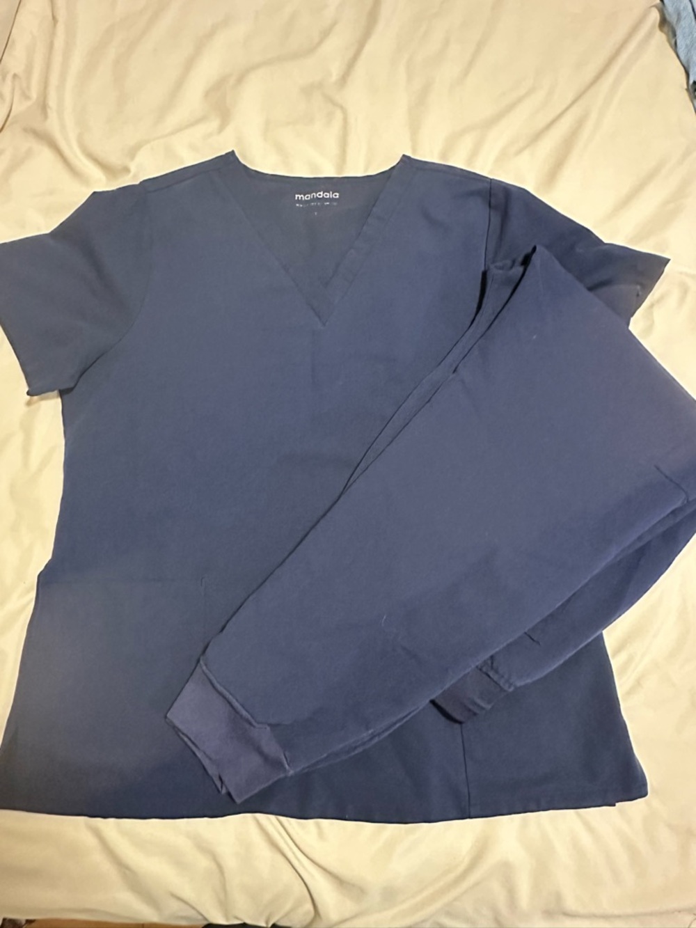 Mandala Classic Navy Scrub Top & Jogger Pants